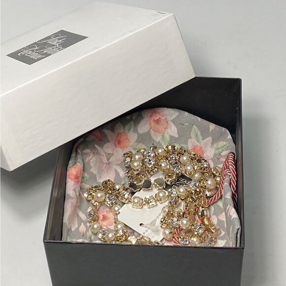 Rosantica Polka Goldtone, Resin Pearl, & Crystal Lariat Necklace - Picture 9 of 9